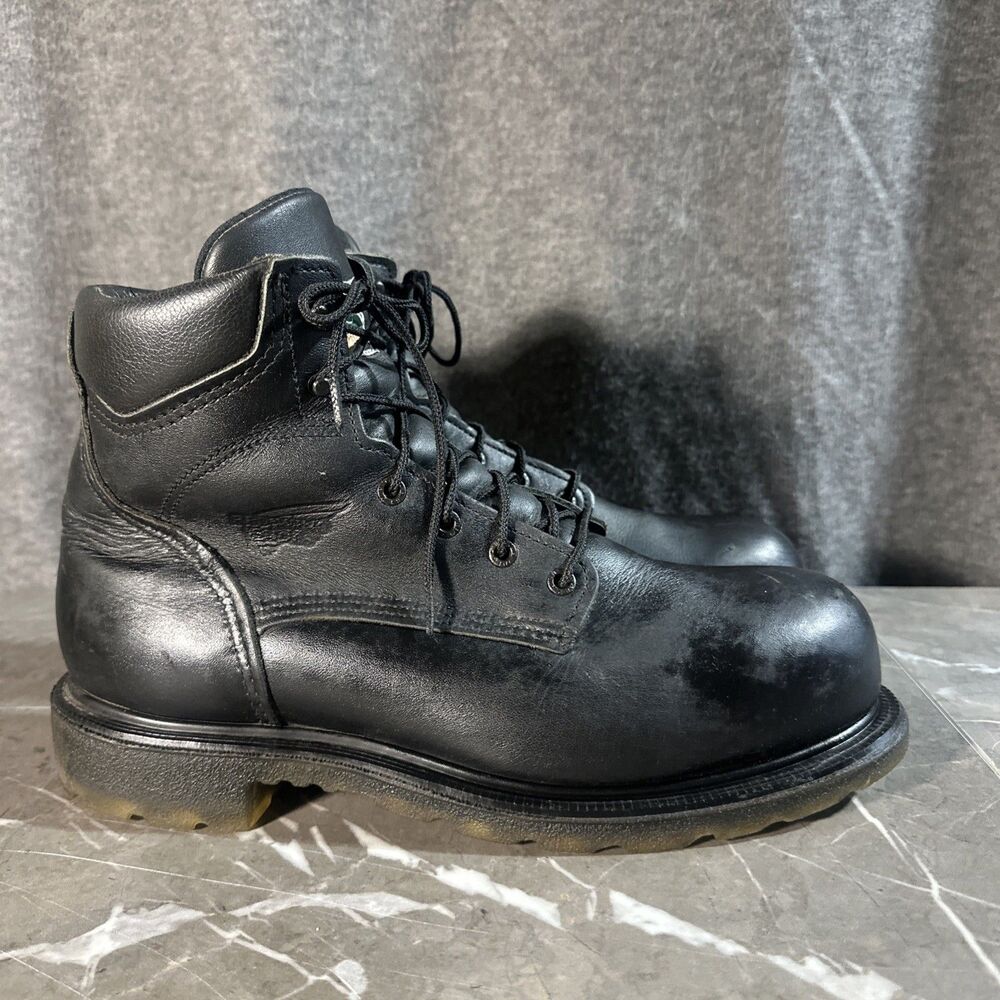 Red Wing 3507 Supersole Boots Steel Toe USA Black Leather Safety Mens 11 D B16
